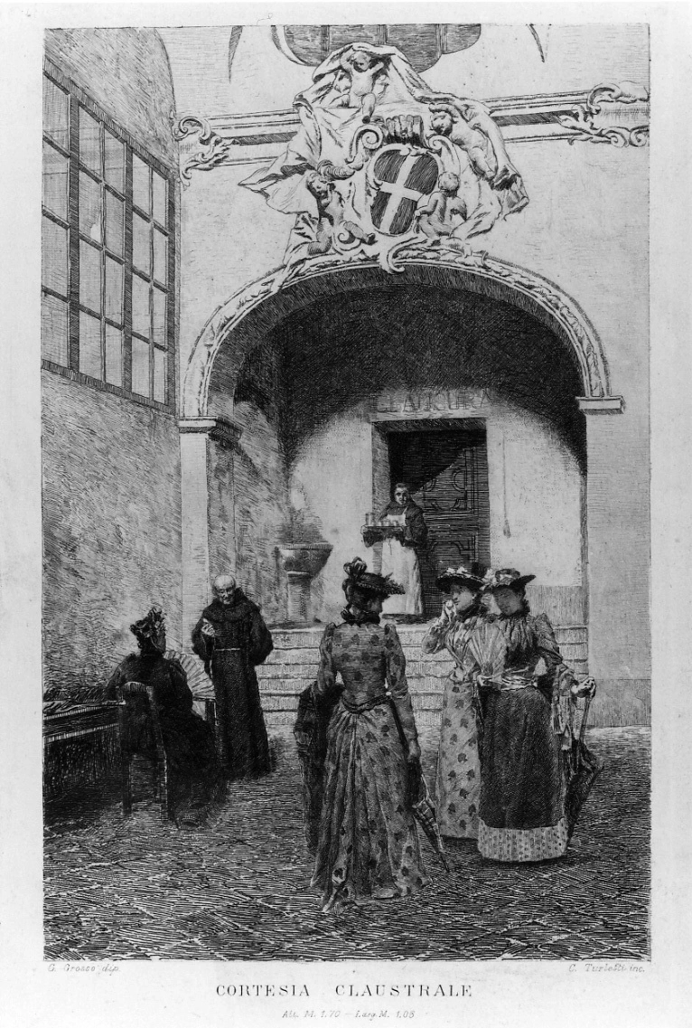 Donne in visita ad un monastero